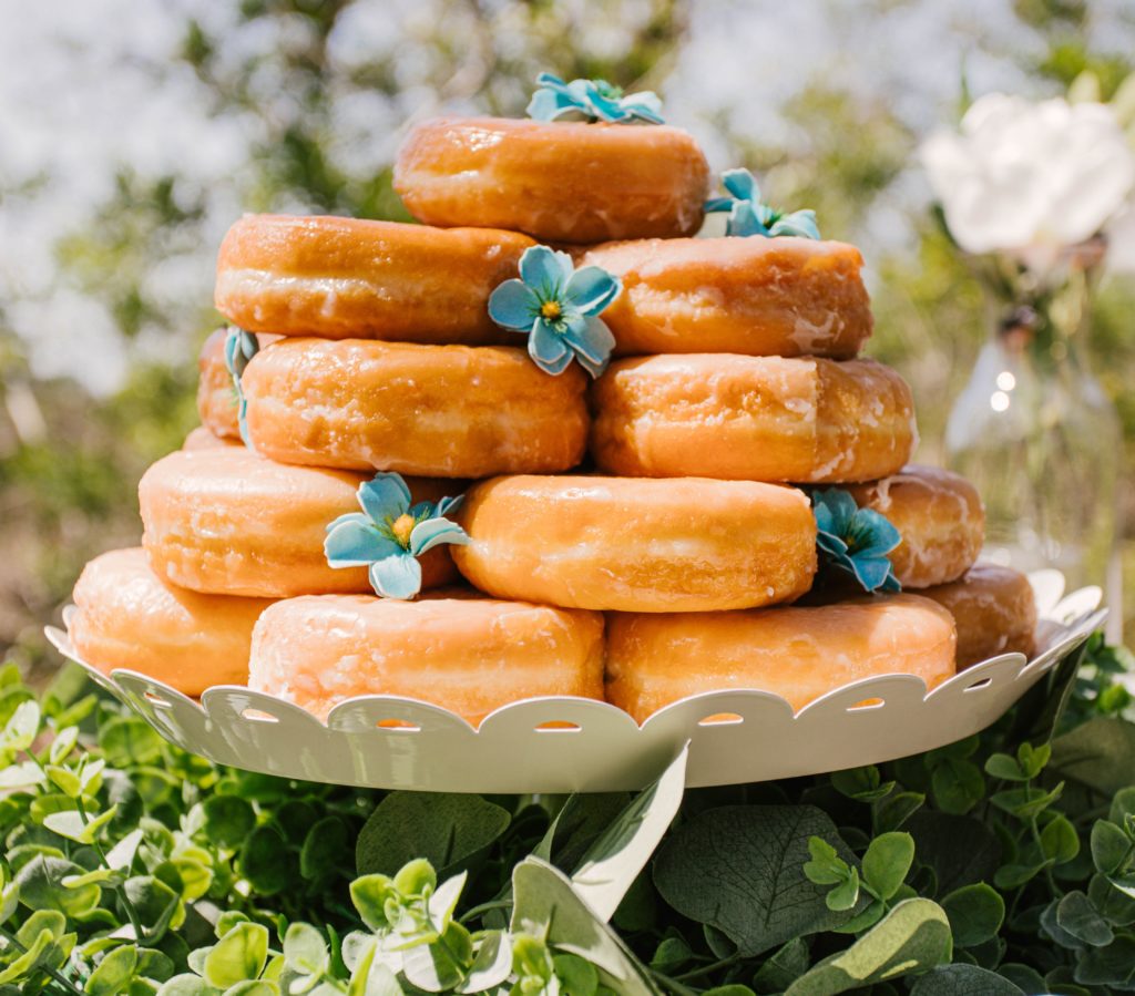 Pile of glazed doughnuts