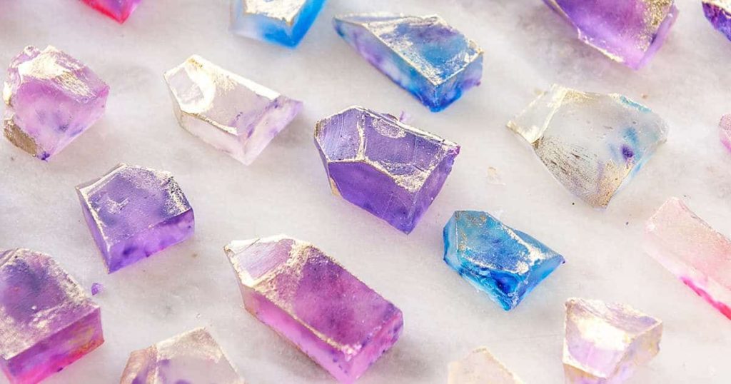 Image of multicolour geode edible crystal candy