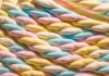 Rows of pastel coloured marshmallow ropes