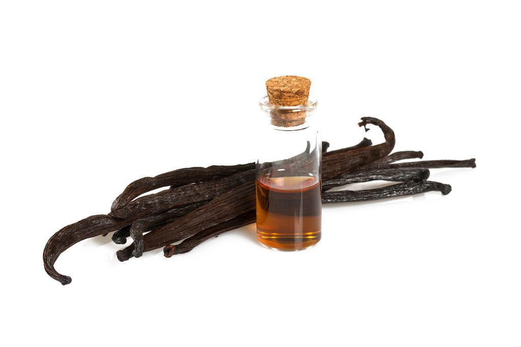 vanilla extract isolated on white