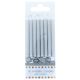 16 Metallic Silver Cake Candles with Holders