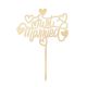 Make A Wish Birch Effect - Just Married Love Hearts Wooden Cupcake Topper