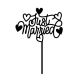 Make A Wish Black - Just Married Love Hearts Acrylic Cupcake Topper