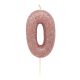Glitter Number 0 Candle - Rose Gold