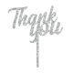 Make A Wish Silver Glitter -Classic Thank You Cake Topper