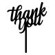 Make A Wish Black - Swirly Thank You Cake Topper