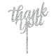 Make A Wish Silver Glitter - Swirly Thank You Cake Topper