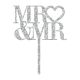 Make A Wish Silver Glitter Acrylic - Mr & Mr Heart Topper