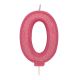 Pink Sparkle Numeral Candle - Number 0 - 70mm