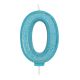 Blue Sparkle Numeral Candle - Number 0 - 70mm - Pack of 6