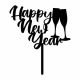 Make A Wish Black - Happy New Year Cake Topper