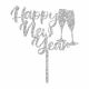 Make A Wish Silver Glitter - Happy New Year Cake Topper