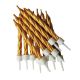 Anniversary House Gold Metallic Spiral Cake Candles with Holders - Pack of 12