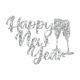 Black Happy New Year Acrylic Cake Charm