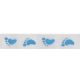 Colour Ribbons 15mm White & Blue Baby Feet Organza Ribbon - 20m Reel