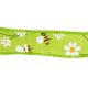 Colour Ribbons 25mm Green Floral Spring Print Wired Edge Ribbon - 10m Reel
