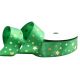 Colour Ribbons 15mm Emerald Green & Gold Stars Satin Ribbon - 20m Reel