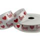 Colour Ribbons 15mm White & Red 'Love' & Heart Satin Ribbon - 10m Reel