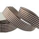 Brown Gingham 25mm Ribbon, 25m Reel