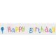 White Happy Birthday Ribbon with Balloons 15mm x 20 Metres
