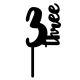 Make A Wish Black - Number 3 Acrylic Cake Topper