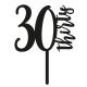 Make A Wish Black - Number 30 Acrylic Cake Topper