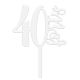 Make A Wish White - Number 40 Acrylic Cake Topper