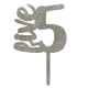 Make A Wish Silver Glitter - Number 5 Acrylic Cake Topper