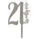 Make A Wish Silver Glitter - Number 21 Acrylic Cake Topper