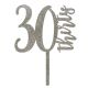 Make A Wish Silver Glitter- Number 30 Acrylic Cake Topper