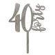 Make A Wish Silver Glitter - Number 40 Acrylic Cake Topper