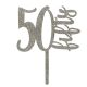 Make A Wish Silver Glitter - Number 50 Acrylic Cake Topper