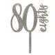 Make A Wish Silver Glitter - Number 80 Acrylic Cake Topper