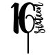 Make A Wish Black - Number 16 Acrylic Cake Topper