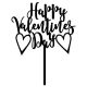 Make A Wish Black - Happy Valentines Day Acrylic Cake Topper