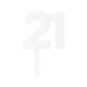 Make A Wish White - Birthday Number 21 Acrylic Cake Topper