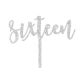Make A Wish Silver Glitter - Script Number 16 Acrylic Cake Topper