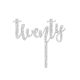 Make A Wish Silver Glitter - Script Number 20 Acrylic Cake Topper
