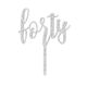 Make A Wish Silver Glitter - Script Number 40 Acrylic Cake Topper