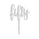 Make A Wish Silver Glitter - Script Number 50 Acrylic Cake Topper