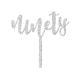 Make A Wish Silver Glitter - Script Number 90 Acrylic Cake Topper