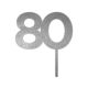 Make A Wish Silver Glitter - Birthday Number 80 Acrylic Cupcake Topper
