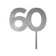 Make A Wish Silver Glitter - Birthday Number 60 Acrylic Cupcake Topper