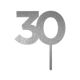 Make A Wish Silver Glitter - Birthday Number 30 Acrylic Cupcake Topper