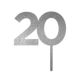 Make A Wish Silver Glitter - Birthday Number 20 Acrylic Cupcake Topper