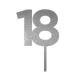 Make A Wish Silver Glitter - Birthday Number 18 Acrylic Cupcake Topper