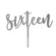 Make A Wish Silver Glitter - Script Number 16 Acrylic Cupcake Topper