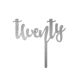 Make A Wish Silver Glitter - Script Number 20 Acrylic Cupcake Topper