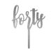 Make A Wish Silver Glitter - Script Number 40 Acrylic Cupcake Topper