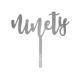 Make A Wish Silver Glitter - Script Number 90 Acrylic Cupcake Topper